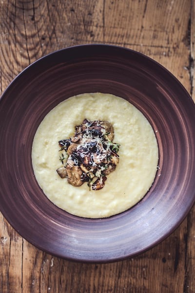 Creamy polenta with garlic mushrooms. Photo by Scott Price
