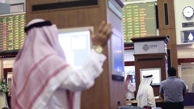 The trading room floor at Dubai Financial Market. Sarah Dea / The National