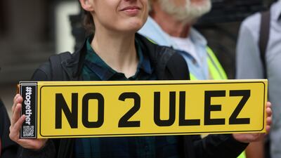 A protester against the Ulez expansion which is due to take effect on August 29. Bloomberg