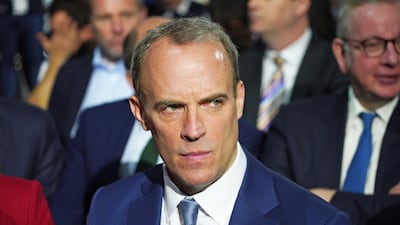 Britain's Justice Secretary Dominic Raab said three death threats had been directed at him in the past two years. He was discussing the issue of MPs' security after the fatal stabbing of Sir David Amess, a veteran Conservative politician. PA
