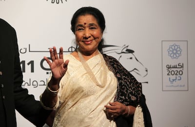 Bhosle at the Dubai International Film Festival in 2014. Pawan Singh / The National