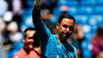 Real Madrid goalkeeper Keylor Navas acknowledges fans at the end of the match. The Costa Rican will leave the club in the summer. AFP