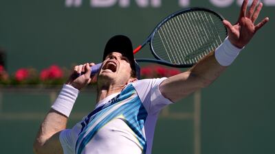 Andy Murray, of Britain, serves to Taro Daniel, of Japan. AP Photo