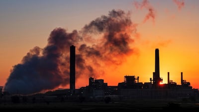 A coal-fired power plant in Wyoming, US. More than 300 businesses and investors are calling on the Biden administration to set a climate change goal to cut US greenhouse gas by at least 50% below 2005 levels by 2030. AP