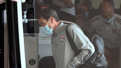 Lyon's French coach Rudi Garcia arrives at the team hotel in Cascais. AFP