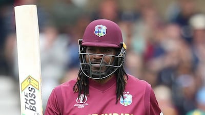Gayle hit three sixes in his knock for the West Indies. AP Photo