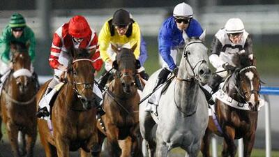 Soorah, who was ridden by Ryan Moore, in orange and white silks, at Range Rover Sport Trophy on Thursday, provided the first success in Dubai for trainer William Haggas.
