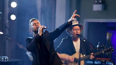 Gary Barlow and Mark Owen of Take That. Tim P Whitby / Getty Images