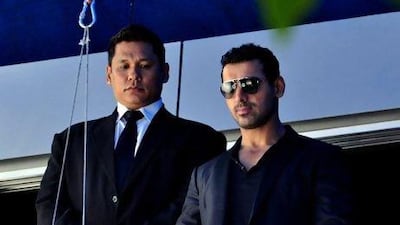 John Abraham, right, in a scene from Race 2. Several cast members of the film will be in Dubai on Wednesday for a promotional tour. AFP