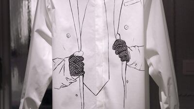 One of the unique shirts created for “Tribute to the Karl Lagerfeld: The White Shirt Project”. Getty