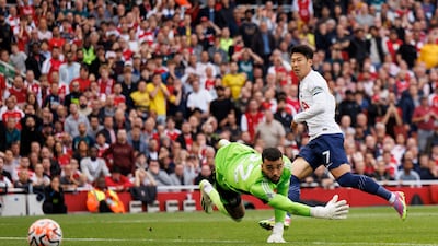 Heung-min Son of Tottenham scores to make it 2-2. EPA
