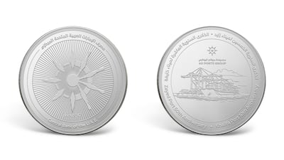 The coins were issued to affirm the contribution of both ports in transforming Abu Dhabi's maritime infrastructure. Photo: UAE Central Bank