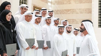 Sheikh Mohammed urged graduates to inspire their colleagues in the private sector. Courtesy: Dubai Media Office