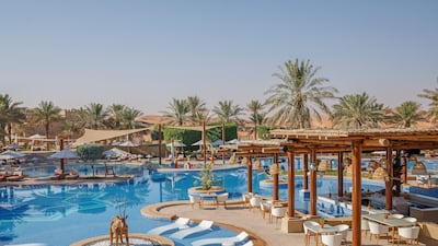 The pool has a swim up bar and a poolside restaurant, Ghadeer
