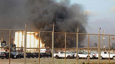 The scene of the explosion in Beirut. AFP