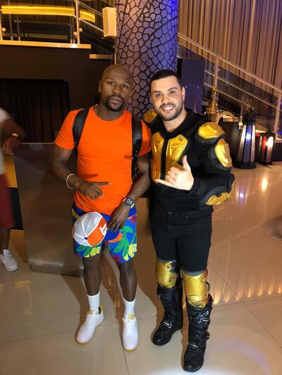 Rafael Nino Jr and Floyd Mayweather. Courtesy La Perle
