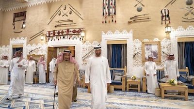 Sheikh Mohamed bin Zayed, Crown Prince of Abu Dhabi and Deputy Supreme Commander of the UAE Armed Forces meets with King Salman of Saudi Arabia at Al Auja Palace in Riyadh.
