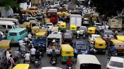 Traffic queues along Residency Road in downtown Bangalore. The city is the world's sixth worst for traffic snarls, according to a new survey.