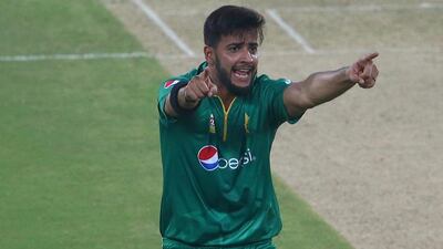 Pakistan bowler Imad Wasim celebrates a wicket against West Indies on Friday night in Dubai. Francois Nel / Getty Images / September 23, 2016