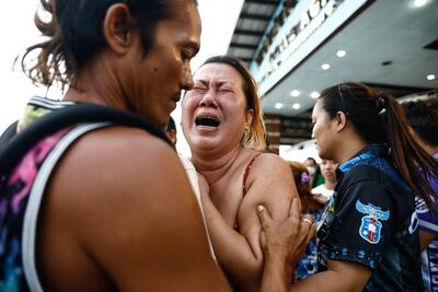 The relative of a victim at Binangonan port after a passenger boat capsized in Rizal province, Philippines, on Thursday. EPA