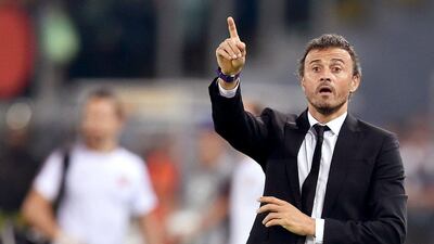 Barcelona's Luis Enrique gestures during the team's Champions League match against AS Roma on Wednesday. Alberto Pizzoli / AFP / September 16, 2015