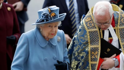 Britain's Queen Elizabeth II arrives at the service. AP