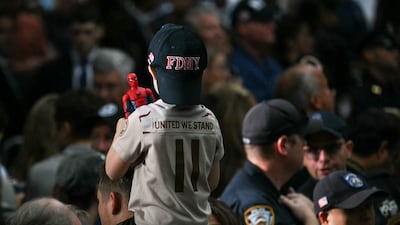 People at the commemoration event at the 9/11 Memorial. AFP