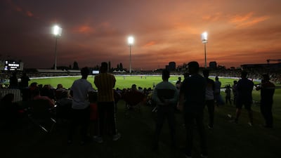 The sun sets at the Bay Oval in Mount Maunganu. AFP