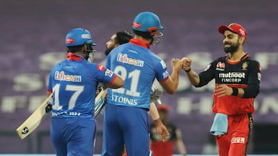 Virat Kohli congratulated Marcus Stoinis after Delhi Capitals'w win over Royal Challengers Bangalore. Sportzpics for BCCI