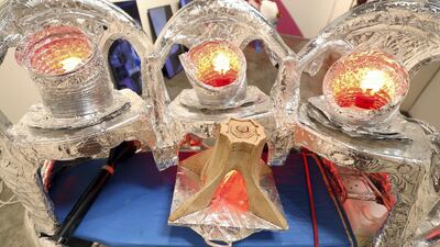 Work by artists Ramin Haerizadeh, Rokni Haerizadeh and Hesam Rahmanian at the We Are Open For Installation. Chris Whiteoak / The National