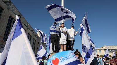 Israeli right-wing activists protest against recent attacks on Jews in Jerusalem. Israeli police banned the march from passing through the Damascus Gate, to prevent friction between protesters and Palestinians. EPA