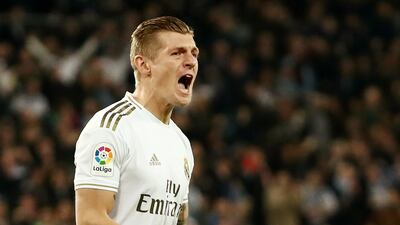 Madrid's Toni Kroos celebrates scoring their equaliser. Reuters