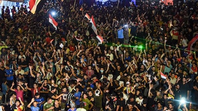 Iraqi protesters gather during a late anti-government demonstration in Nasiriyah, the capital of the southern province of Dhi Qar. AFP