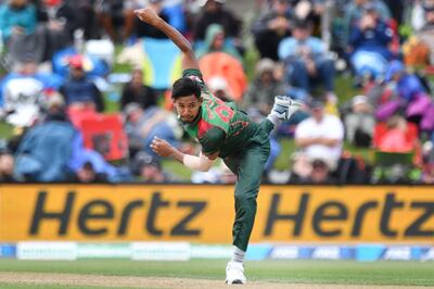 (FILES) In this file photo taken on February 16, 2019 Bangladesh's Mustafizur Rahman bowls during the second one-day international cricket match between New Zealand and Bangladesh at Hagley Oval in Christchurch. Two Bangladeshi cricketers who along with the rest of the squad narrowly survived last week's mosque attacks in New Zealand are getting married, they and family members said on March 22. / AFP / Marty MELVILLE