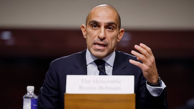 Commodity Futures Trading Commission chairman Rostin Behnam speaks about the collapse of the cryptocurrency exchange company FTX before a US Senate committee. AFP