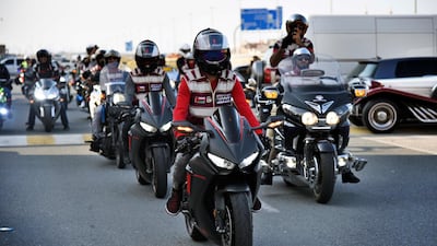 Numerous biker groups took part in the commemorative ride. Shruti Jain / The National
