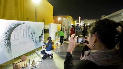 Street Night Art in Al Quoz is a community event to help beautify the industrial area of Al Quoz and is said to be the largest outdoor gallery to date in the UAE. Clint McLean / The National