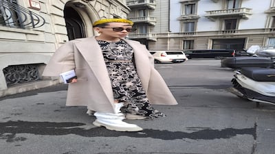 A patterned tunic combines with neon hair. All photos: Sarah Maisey / The National