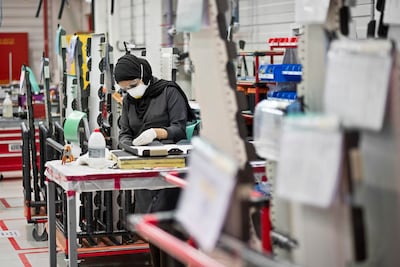 A worker at one of Strata Manufacturing's facilities at the Nibras Al Ain Aerospace Park. Strata Manufacturing