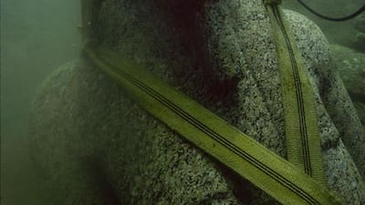 The statue of Hapy discovered in the lost city of Thonis-Heracleion, Aboukir Bay, Egypt. Christoph Gerigk / Franck Goddio / Hilti Foundation