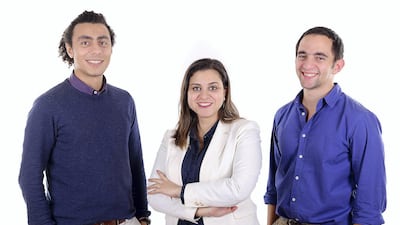 Three of Harmonica’s co-founders, from left, Sameh Saleh, Shaymaa Aly and Aly Khaled Metwally. Courtesy Harmonica