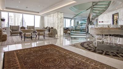 4 - Price: on application. Located in Sky Gardens in the DIFC, this penthouse spans 5,404 sq ft and has five bedrooms. It comes with plush fabrics from Fendi, mother of pearl walls by Maya Romanoff, and designer furnishings by Cavalli, Louis Vuiton and Visionnaire.