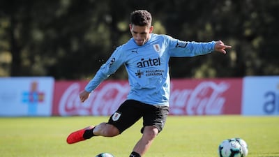 Lucas Torreira strikes a ball as Uruguay step up their Copa America preparations. EPA