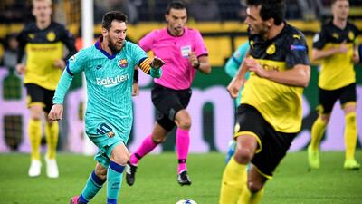 Barcelona's Lionel Messi in action . EPA