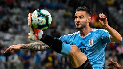 Uruguay's Gaston Pereiro controls the ball during the Copa America football tournament group match against Ecuador at the Mineirao Stadium in Belo Horizonte, Brazil. AFP