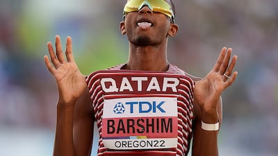 Mutaz Barshim during the final of the men's high jump at the World Athletics Championships. EPA
