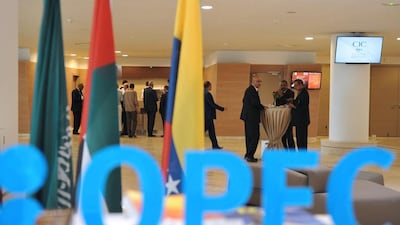 Participants attend the opening session of an International Energy Forum in Algiers. Ryad Kramdi / AFP