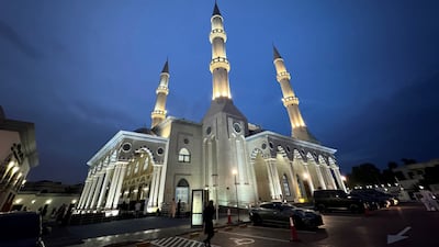 Eid Al Fitr prayers were held at Al Farooq Omar bin Al Khattab Mosque in Dubai. Pawan Singh / The National