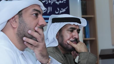 From left, Khalid Al Hosani, the secretary of the Emirates Human Rights Association and Mohammed Al Kaabi, a director of the association, said the trial had been “transparent, clear and public”. Jeffrey E Biteng / The National
