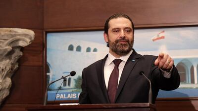 Lebanese Prime Minister Saad Hariri addressed the media after announcing the new cabinet at the presidential palace in Baabda, east of Beirut. AFP